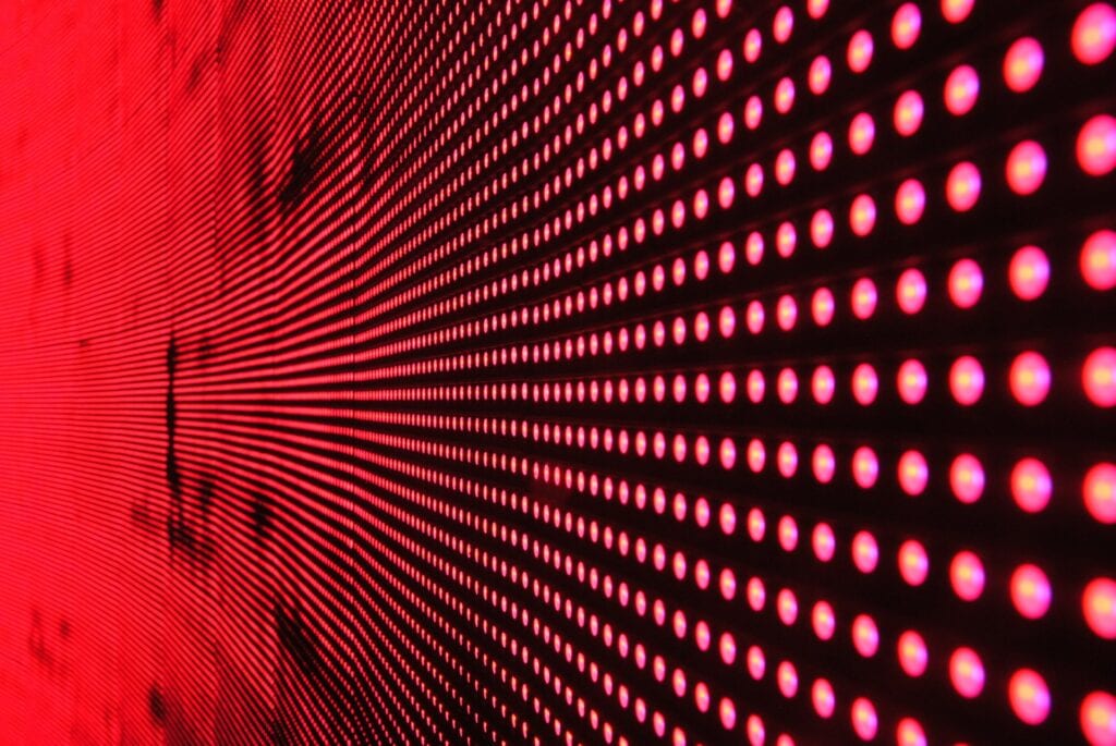 closeup on red lights on a digital screen